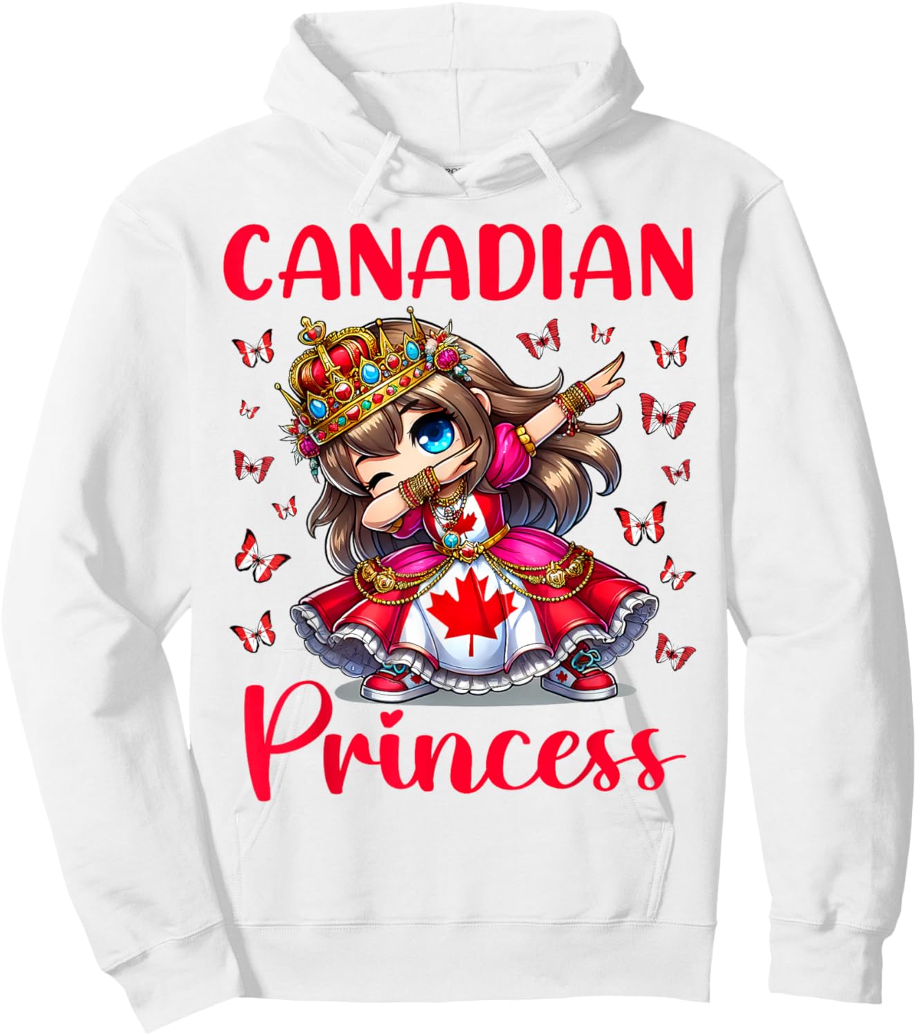 Canadian Princess Dab Girl Maple Leaf Pride for Kids Girls Hoodie - Hoodie | White