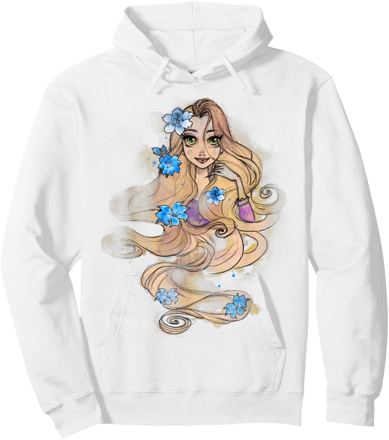 Disney Tangled Rapunzel Watercolors Portrait Graphic Small Hoodie - Hoodie | White