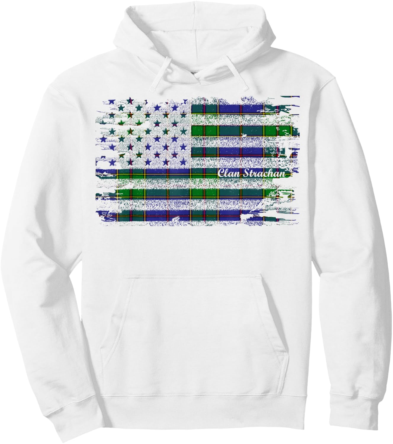 Strachan surname american flag scottish clan tartan Women Kids Men Hoodie - Hoodie | White