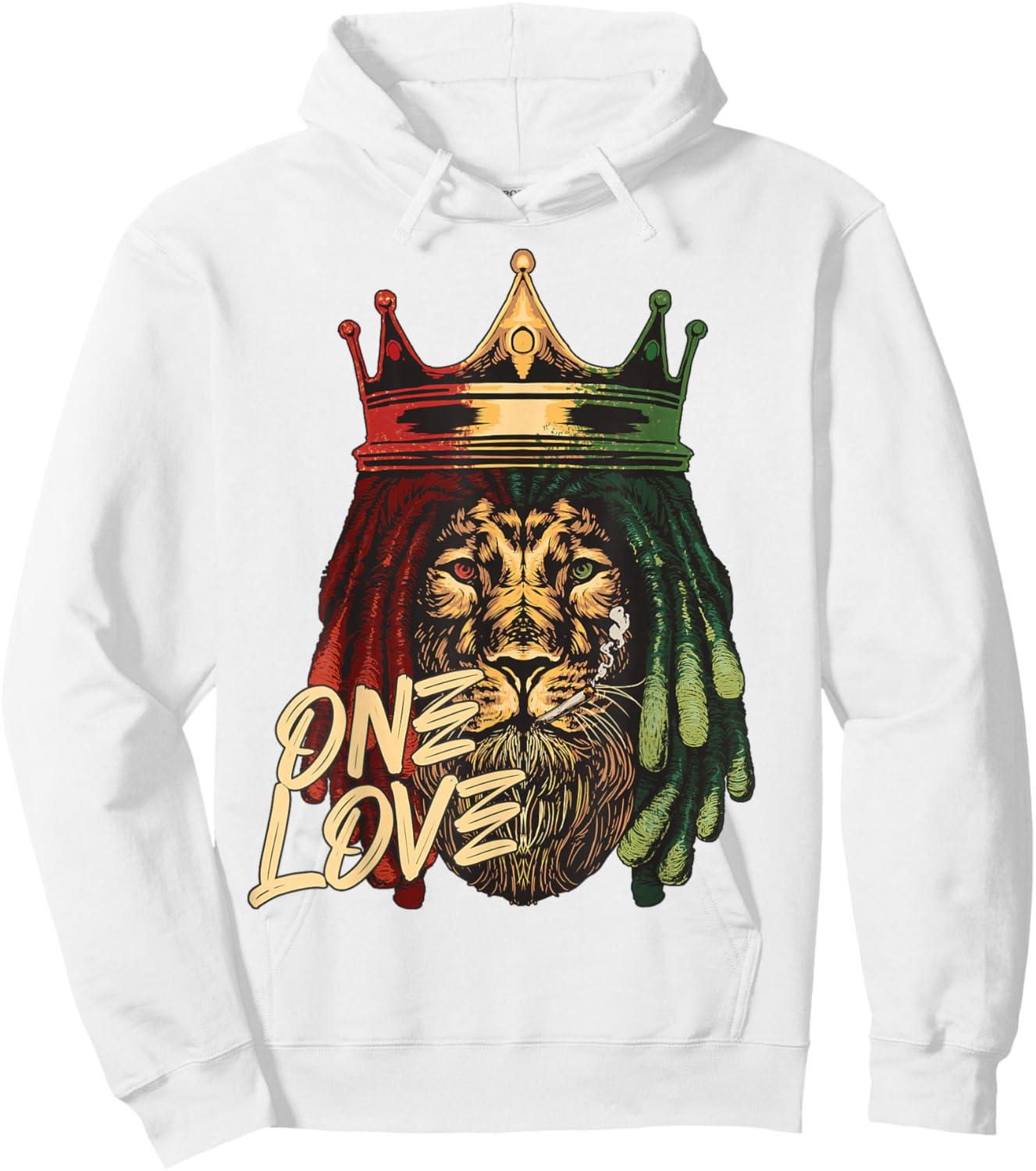 One Love Rasta Lion Jamaican Pride Reggae African Hoodie - Hoodie | White