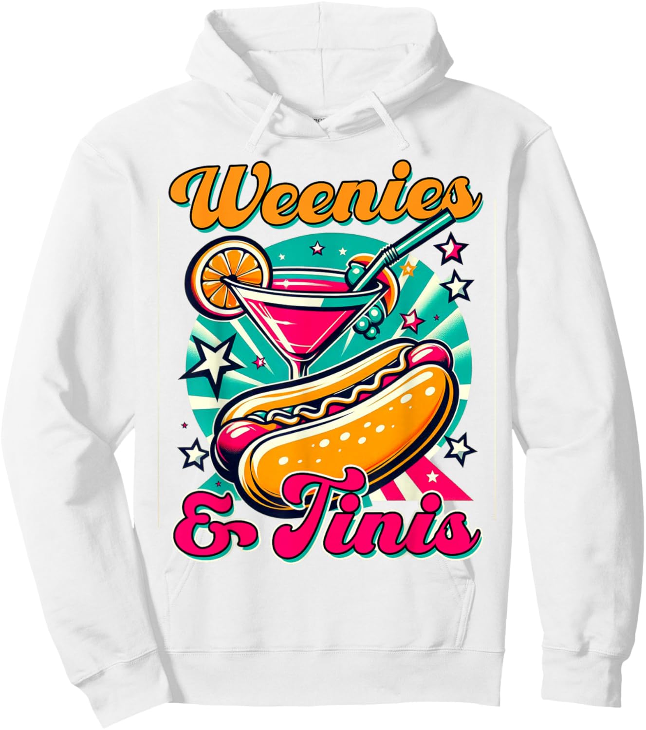 Hotdog & Martini Cocktail Drinking Foodie Weenies & Tinis Hoodie - Hoodie | White