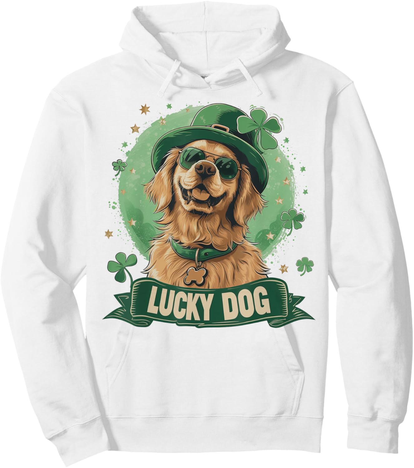 Golden Retriever Dog - St. Patrick's Day Saint Paddy's Irish Women Kids Hoodie - Hoodie | White