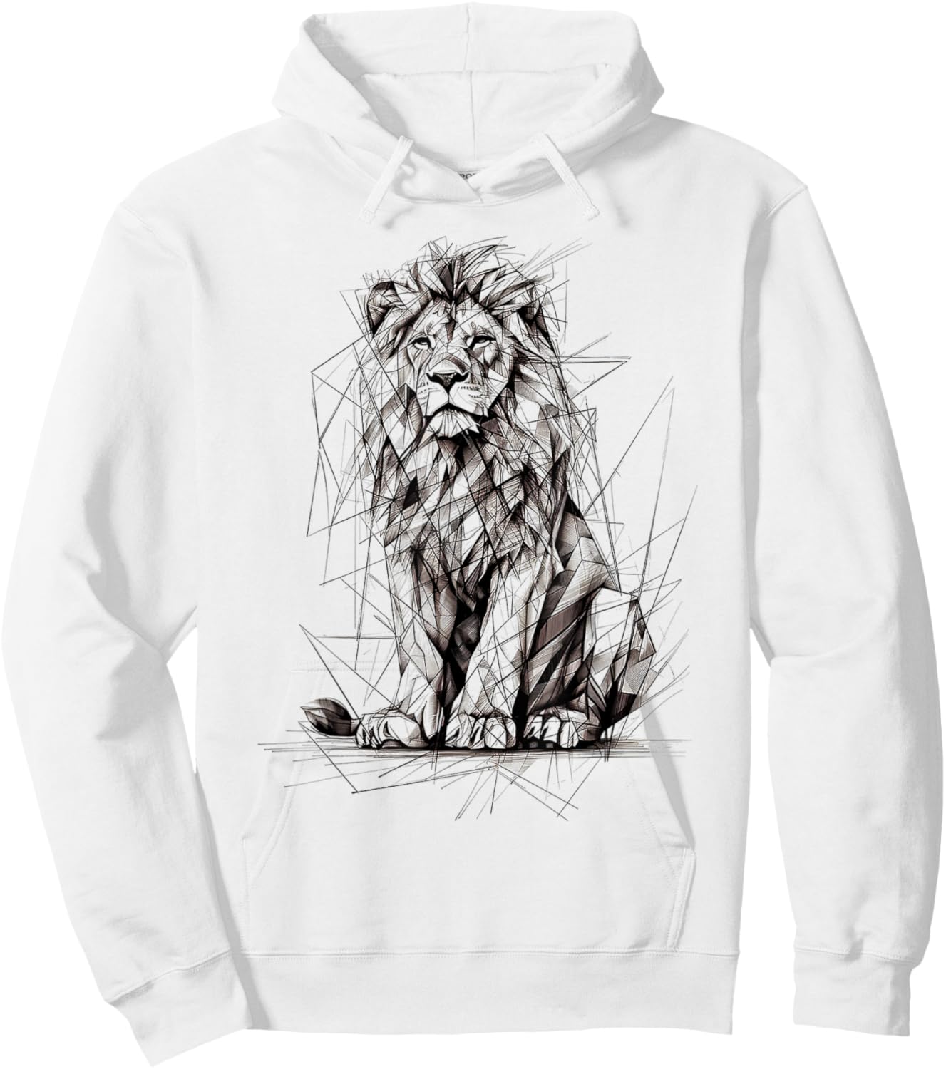 Lion Drawing Animal Polygons Motif Art Lion Hoodie - Hoodie | White