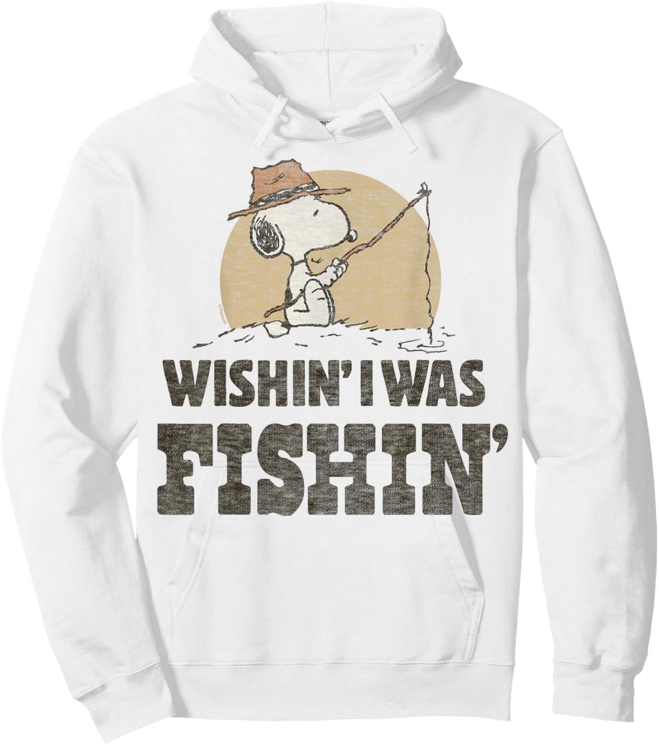 Peanuts Snoopy Wishin' I Was Fishin' Hoodie - Hoodie | White