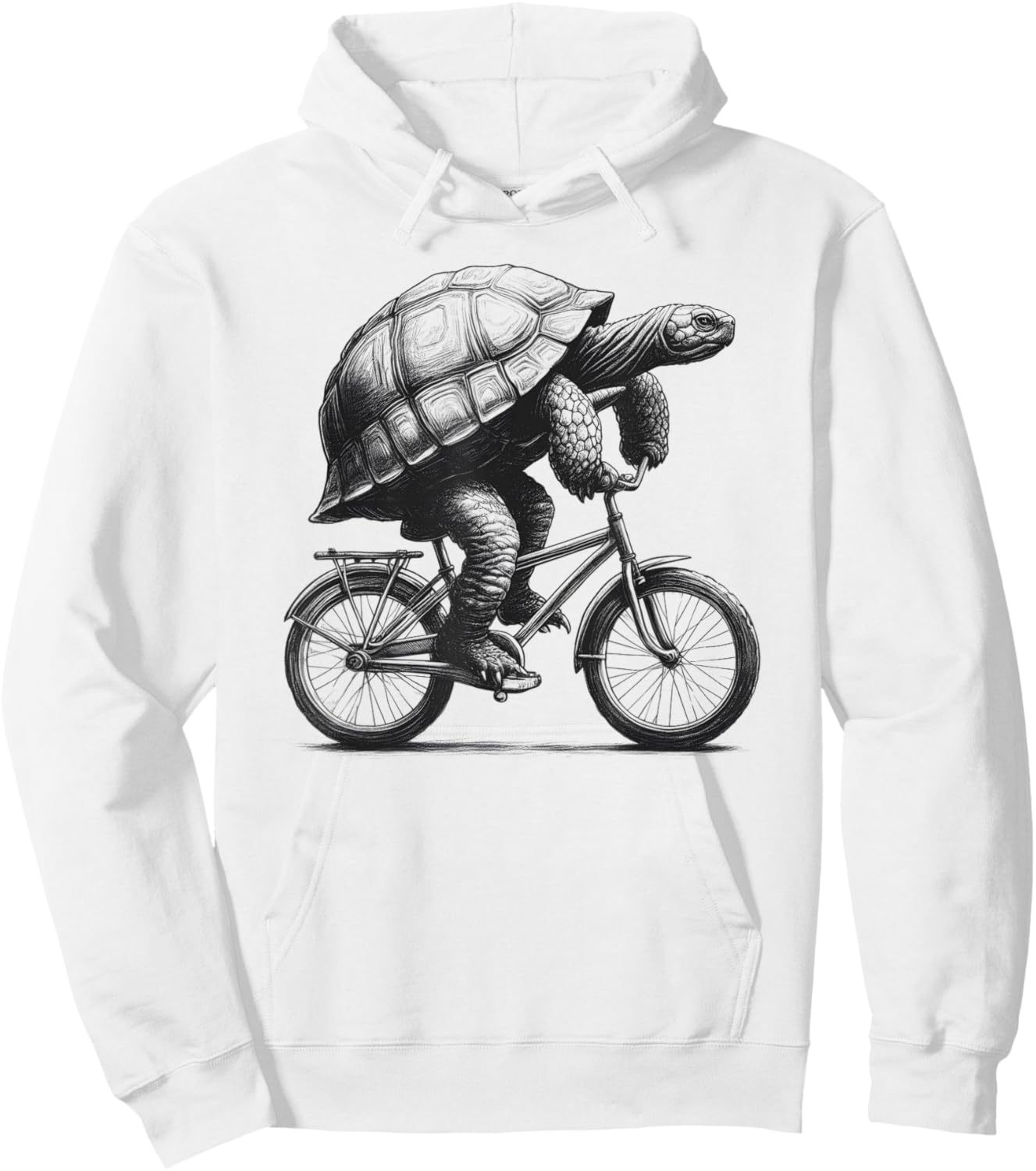 Turtle Riding Bike Biker Cycling Bicycle Vintage Retro Hoodie - Hoodie | White