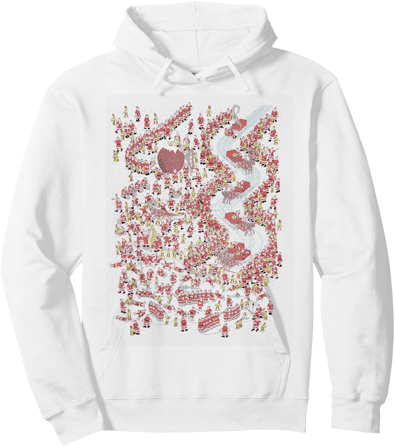 Where's Waldo North Pole Christmas Bottom Book Page Hoodie - Hoodie | White