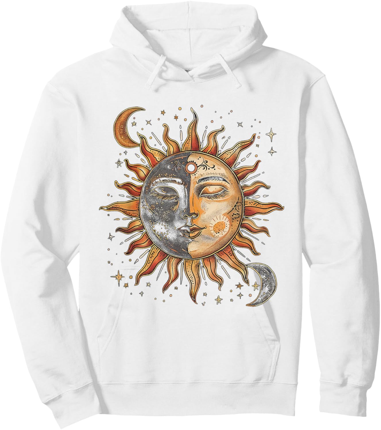 Mystic Sun and Moon Woman Mystical Flowers Aesthetic Hoodie - Hoodie | White