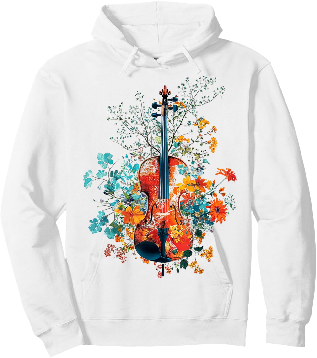 Violin Music Flowers Nature Graphic Violin Hoodie - Hoodie | White