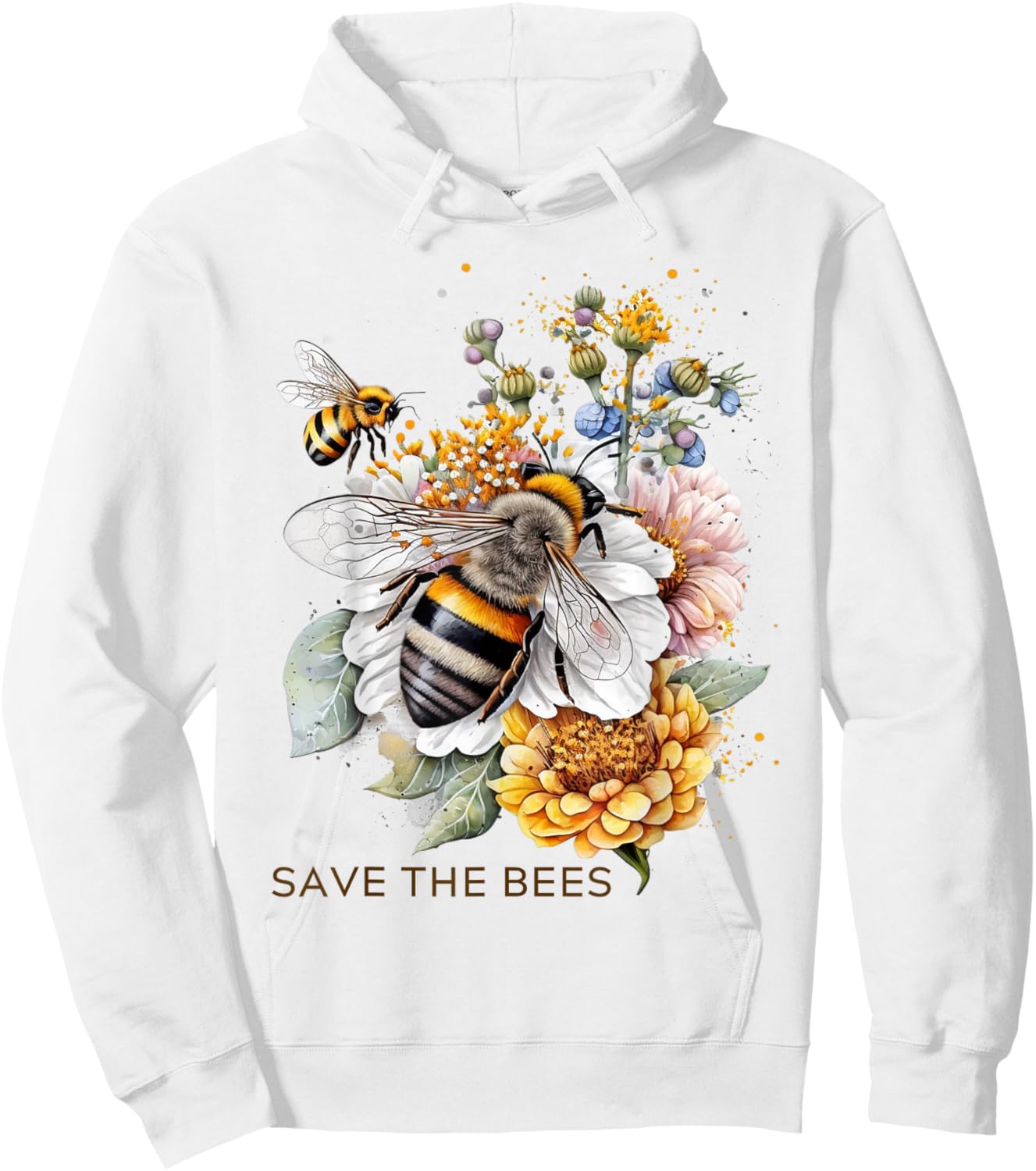 Save The Bees on Flowers Pollinators Love Bees Hoodie - Hoodie | White