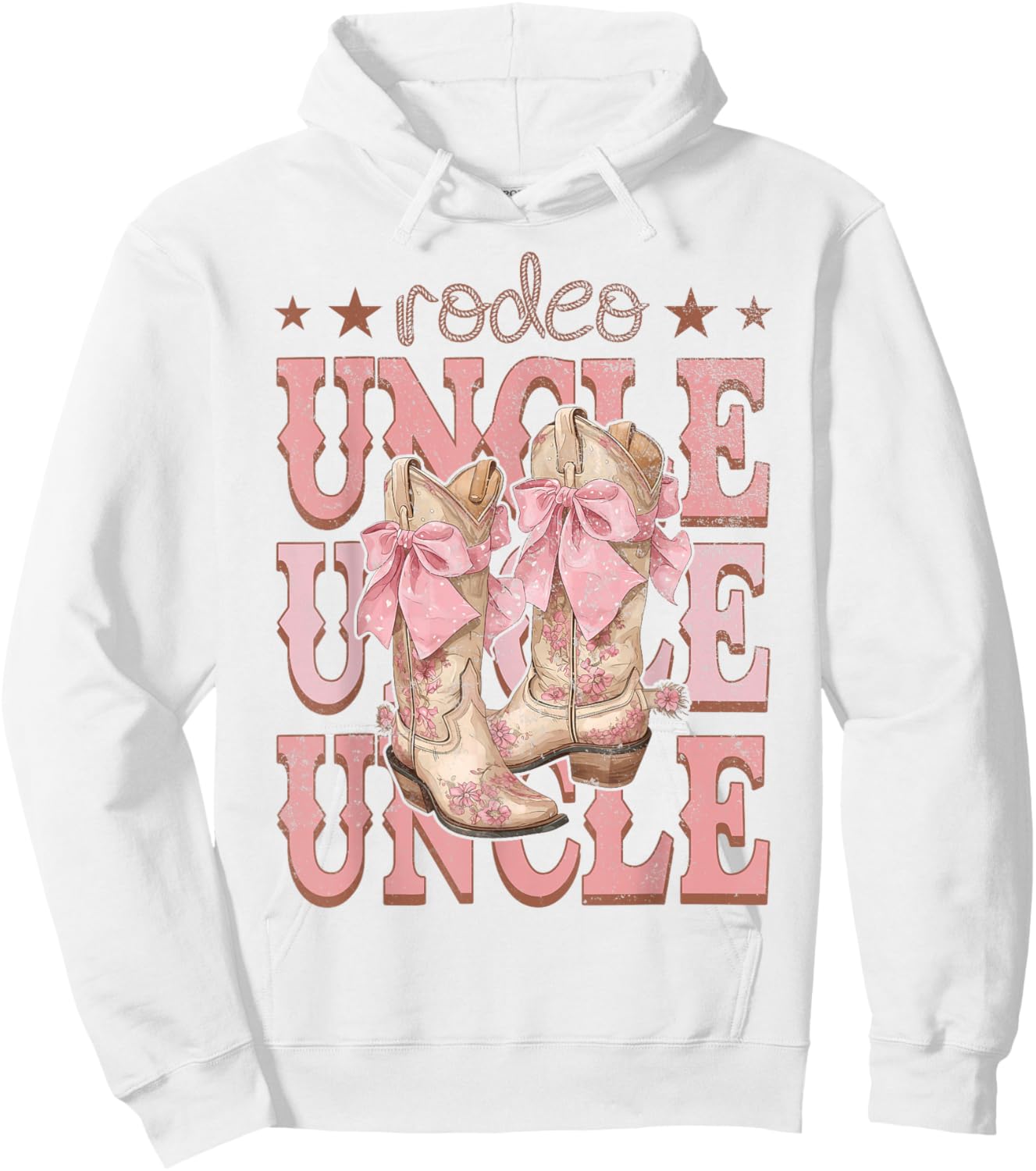 Rodeo Uncle Pink Boots Coquette Cow-Girl Birthday Party Hoodie - Hoodie | White