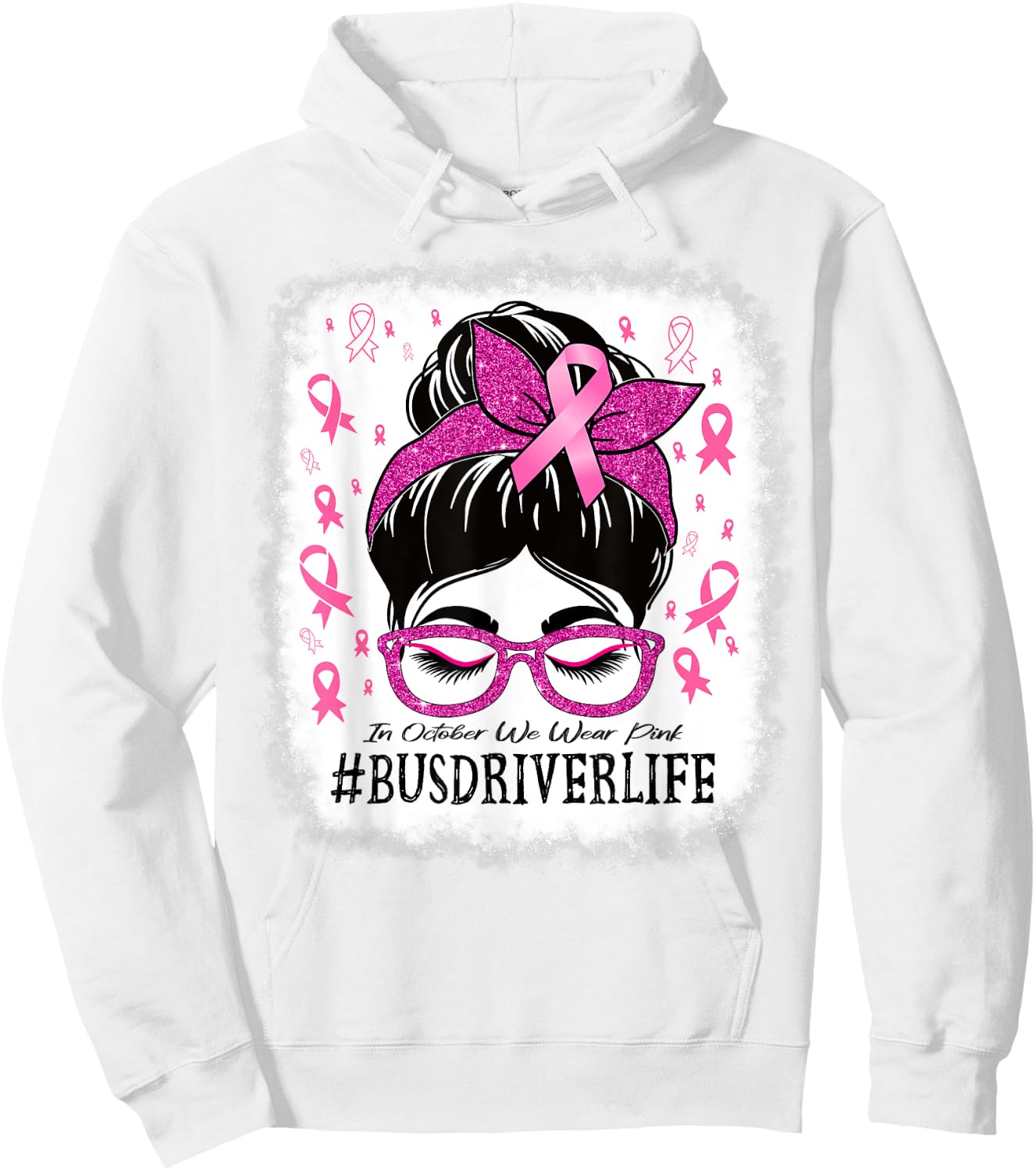 Bus Driver In October We Wear Pink Breast Cancer Awareness Hoodie - Hoodie | White