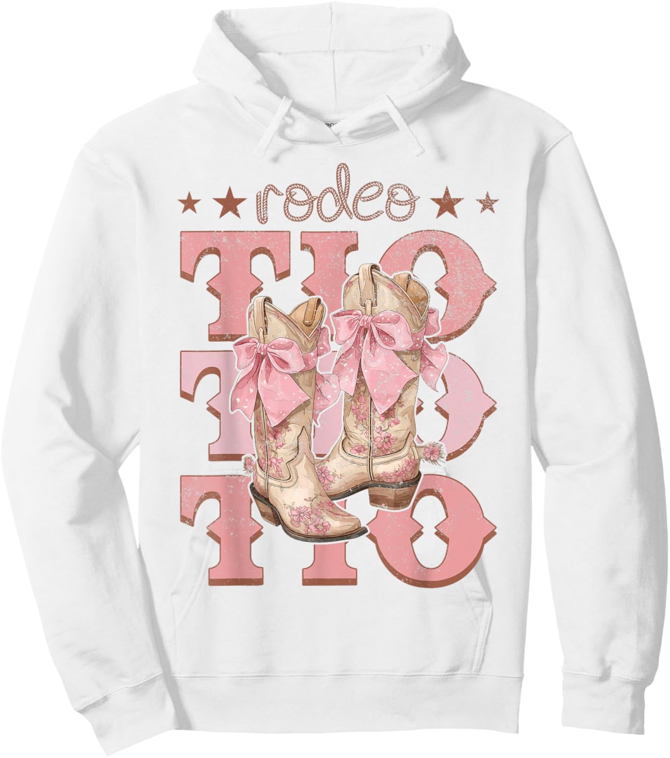 Rodeo Tio Pink Boots Coquette Cow-Girl Birthday Party Hoodie - Hoodie | White