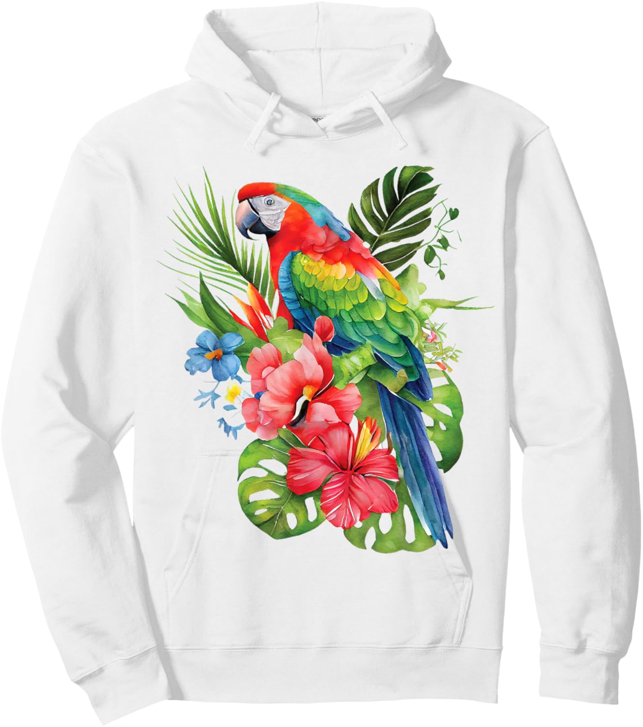 Tropical Parrot Exotic Jungle Bird Colorful Shirt Hoodie - Hoodie | White