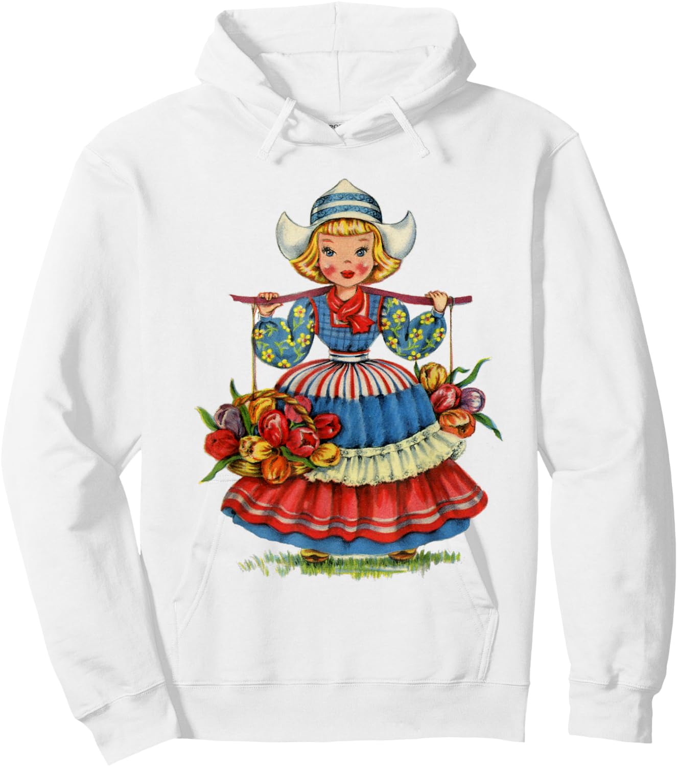 Vintage Traditional National Dutch Costume Doll Hoodie - Hoodie | White