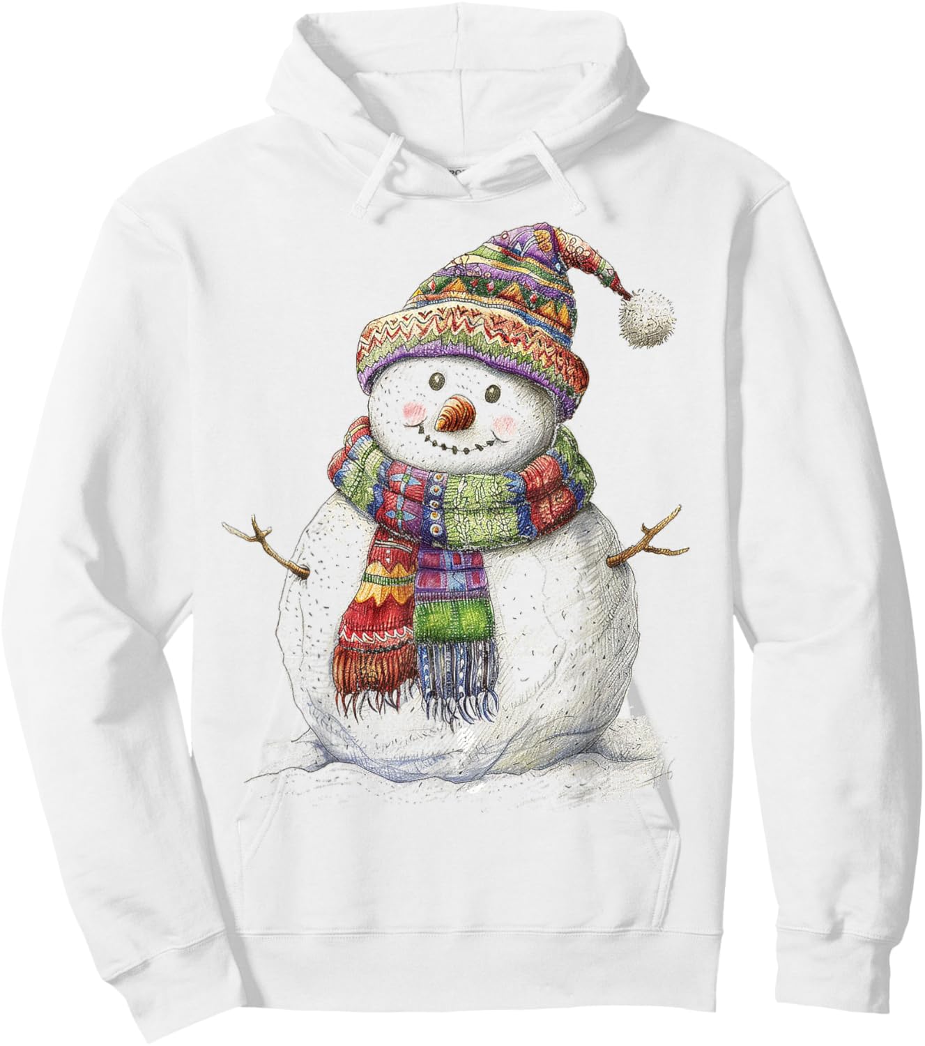 Snowman Christmas Graphic X-Mas Illustration Family Snowman Hoodie - Hoodie | White