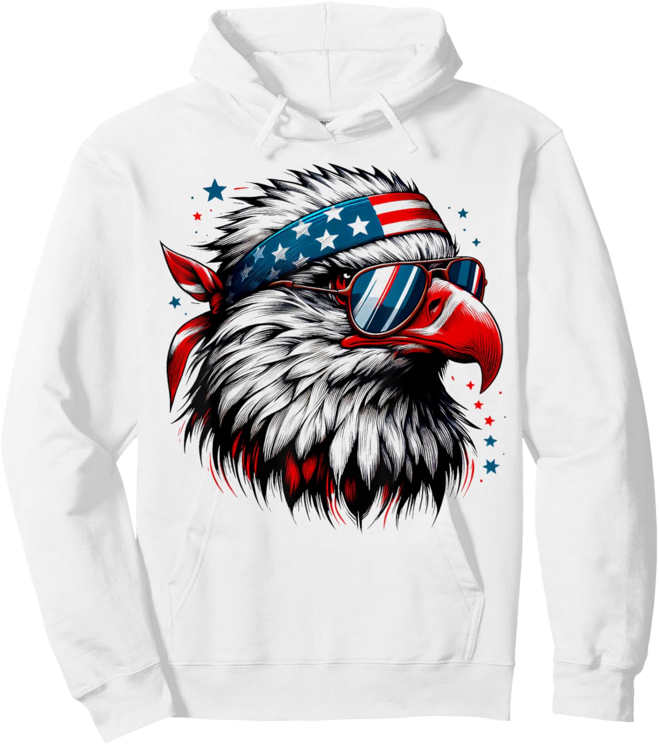 Bald Eagle Patriotic American Sunglasses Flag 4th Of July Hoodie - Hoodie | White