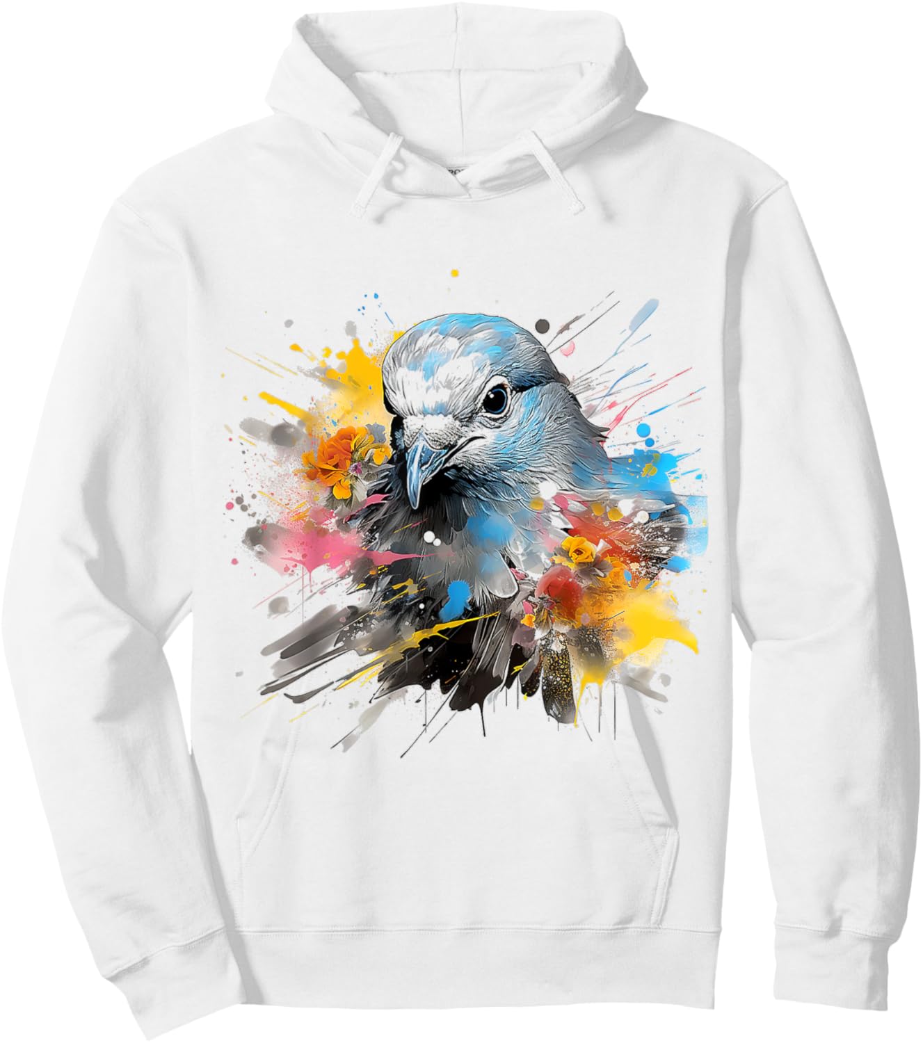Dove Abstract Painting Art Drawing Flowers Graphic Bird Hoodie - Hoodie | White