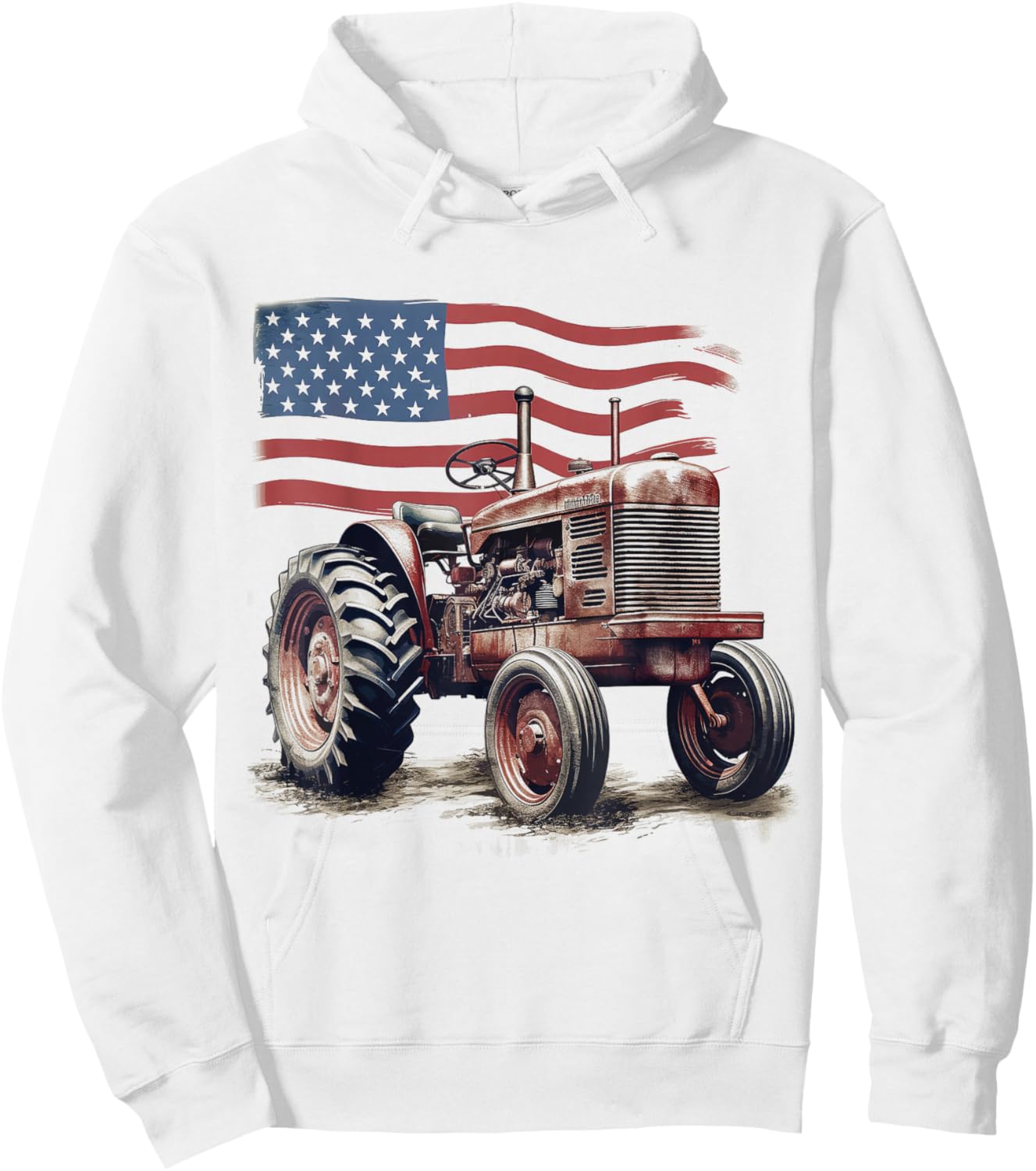 Patriotic Tractor American Flag Tractor Farmer Farm Men Boys Hoodie - Hoodie | White