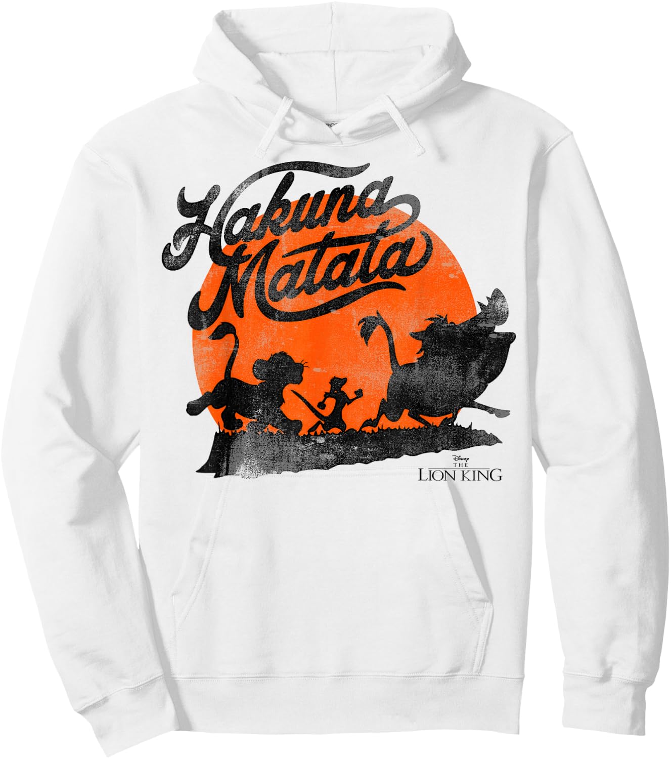 Disney Lion King Hakuna Matata Trio Orange Sunset Silhouette Hoodie - Hoodie | White