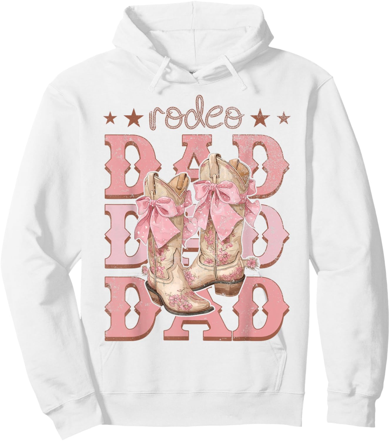 Rodeo Dad Pink Boots Coquette Cow-Girl Birthday Party Hoodie - Hoodie | White