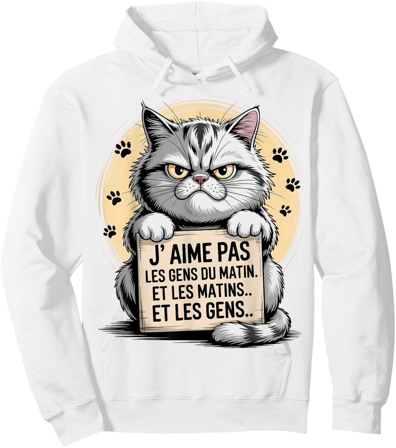 I Love Not Morning People Humor Cat Sarcasm Gift Hoodie - Hoodie | White
