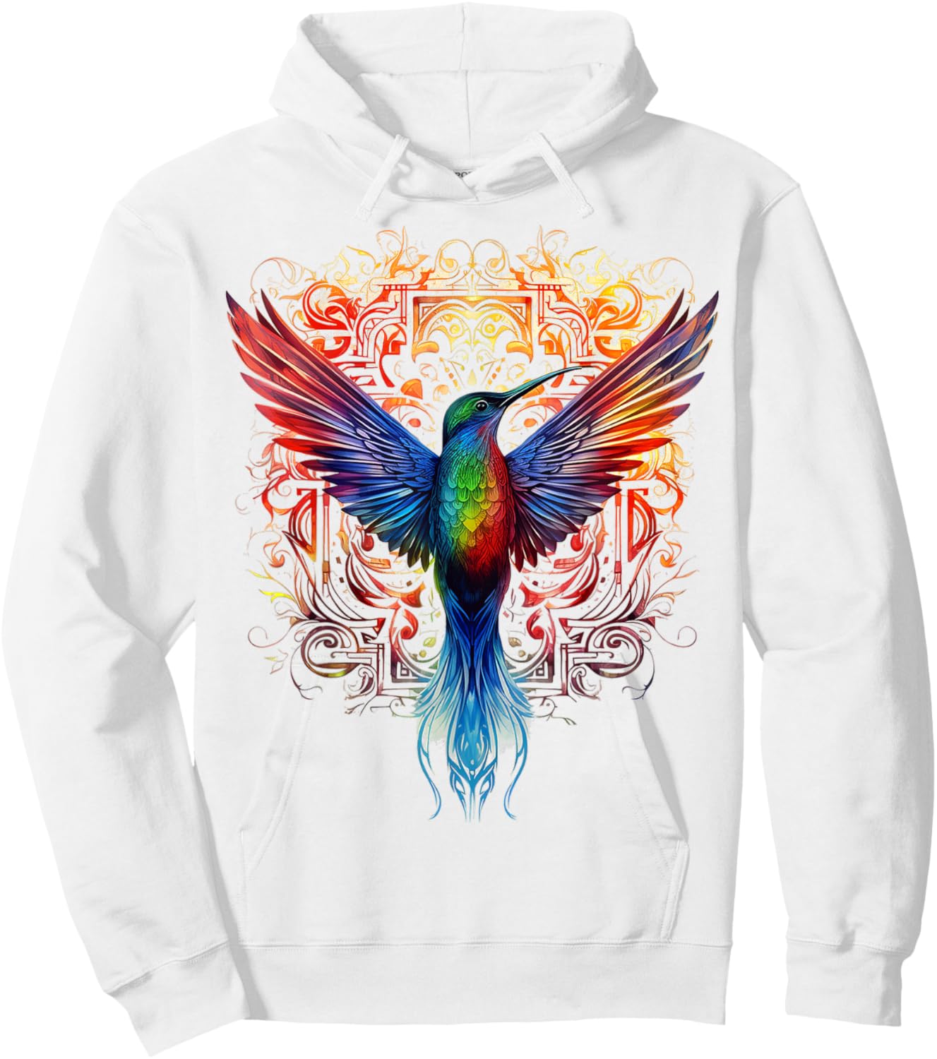 Hummingbird Fantasy Mandala Graphic Animal Art Bird Hoodie - Hoodie | White