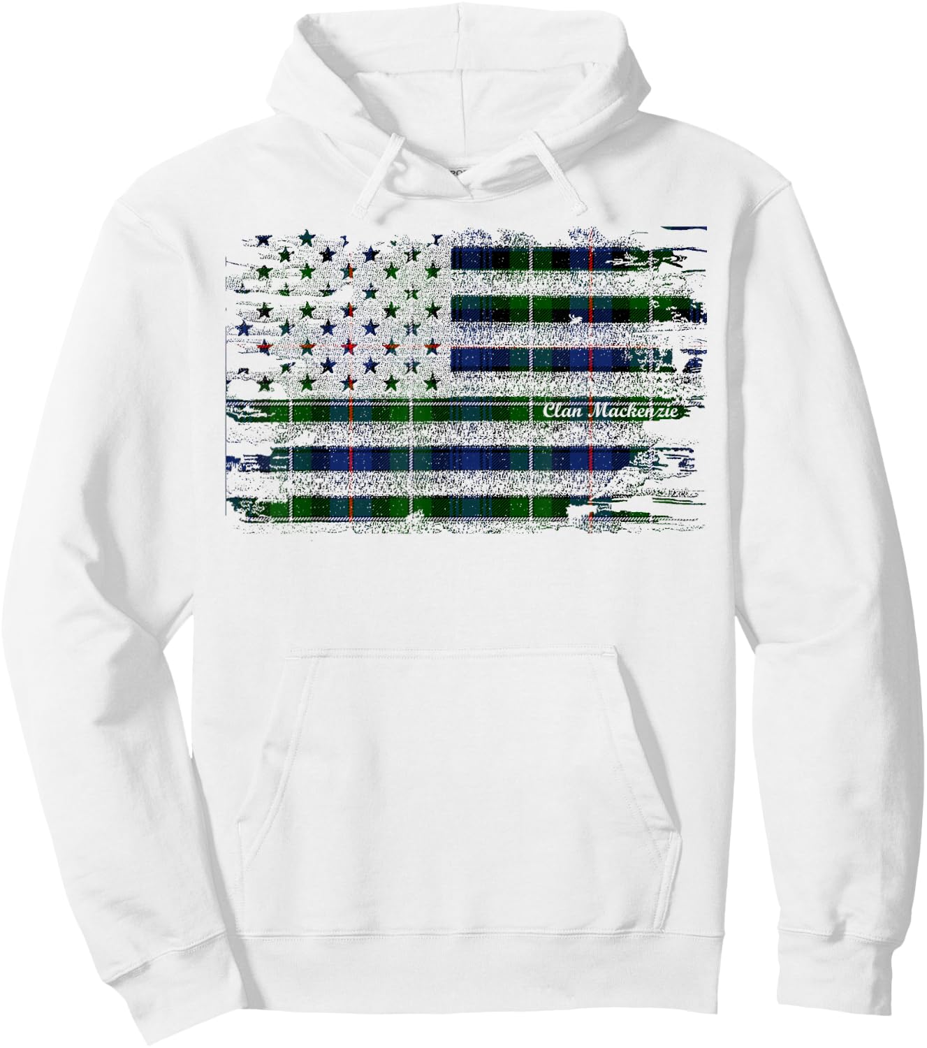 Clan Mackenzie American Flag Scottish Tartan Shirt Hoodie - Hoodie | White