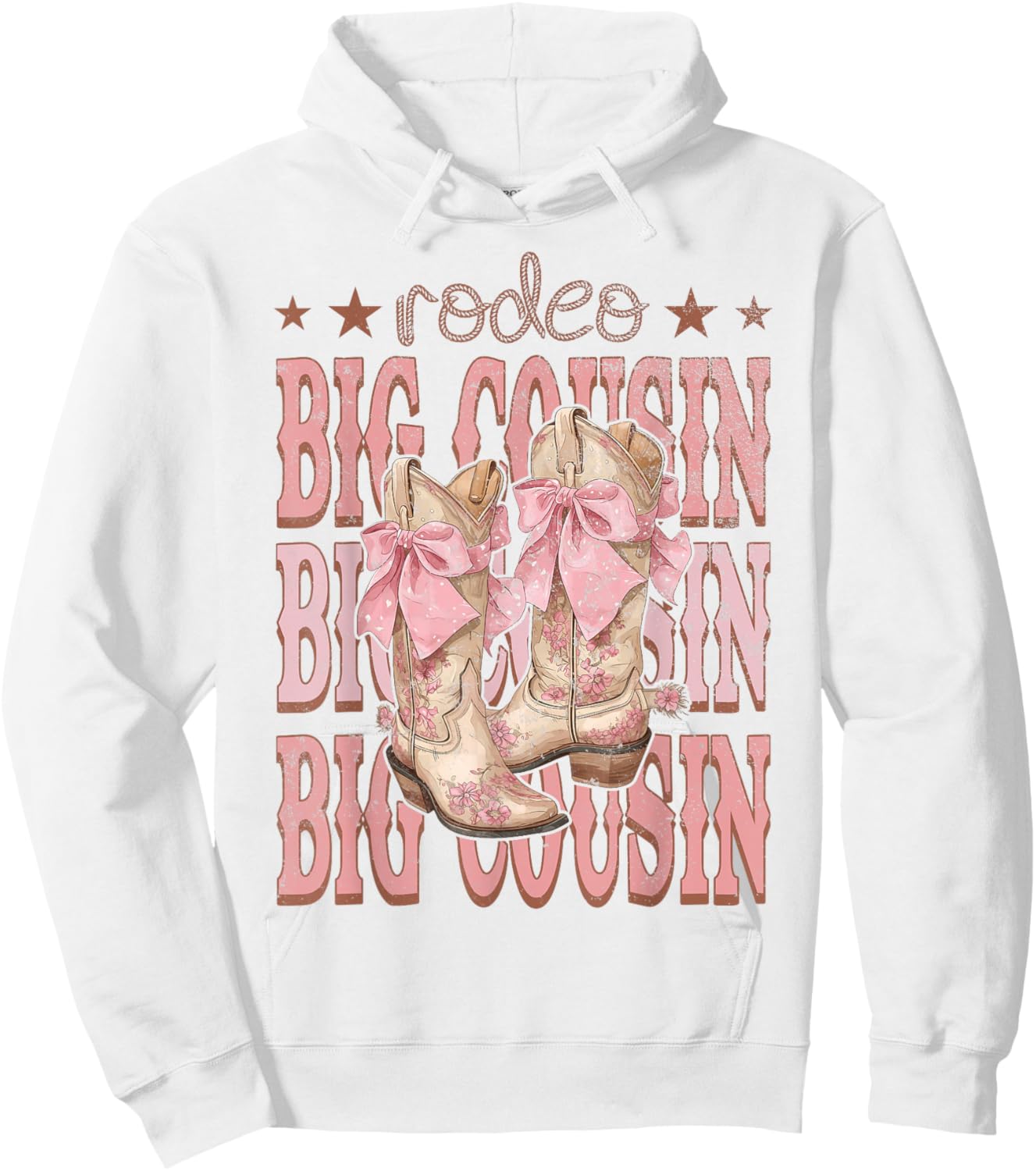 Rodeo Big Cousin Pink Boots Coquette Cow-Girl Birthday Party Hoodie - Hoodie | White