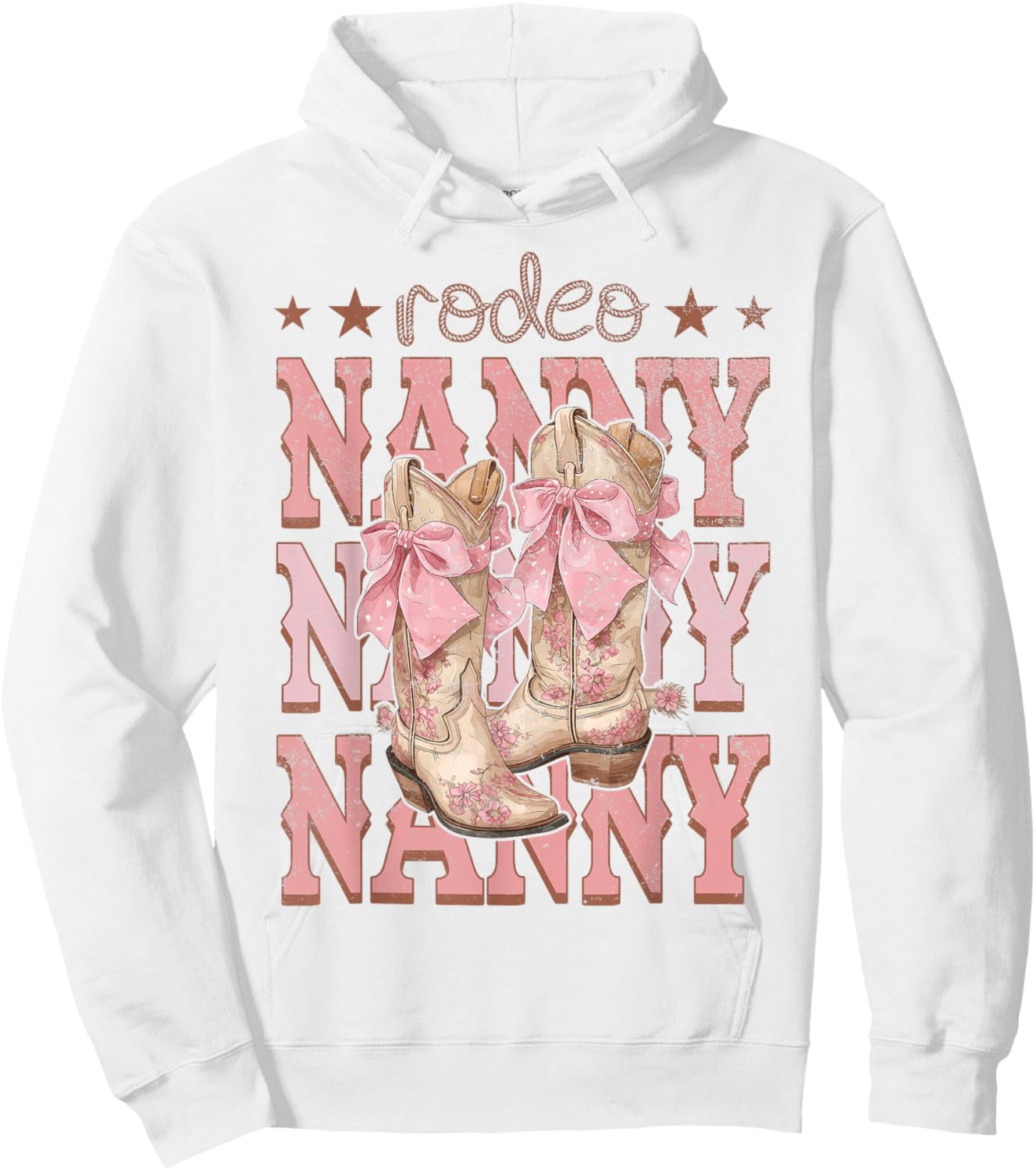 Rodeo Nanny Pink Boots Coquette Cow-Girl Birthday Party Hoodie - Hoodie | White