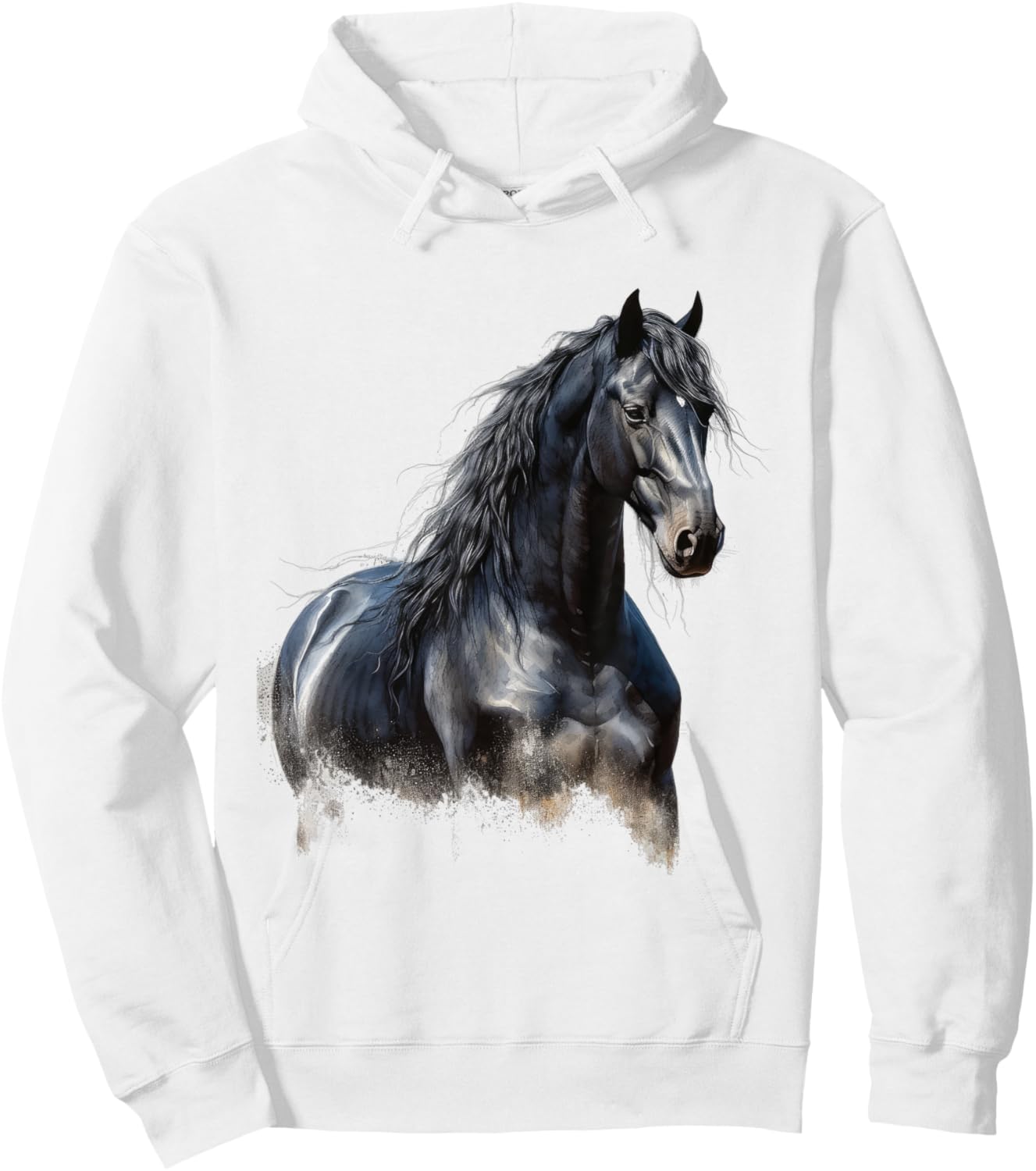 Horse paint Equestrian Friesian Horse Beautiful Watercolor Hoodie - Hoodie | White