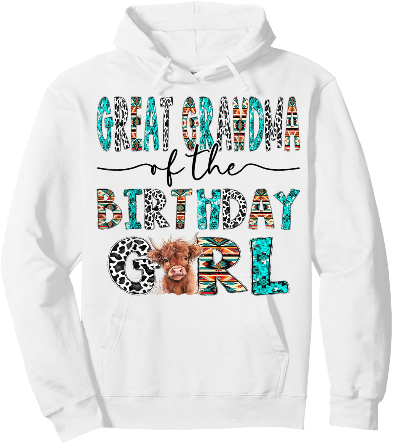 Great Grandma Of The Birthday Girl Highland Cow 1St Birthday Hoodie - Hoodie | White