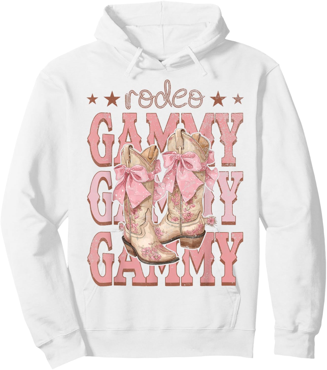 Rodeo Gammy Pink Boots Coquette Cow-Girl Birthday Party Hoodie - Hoodie | White