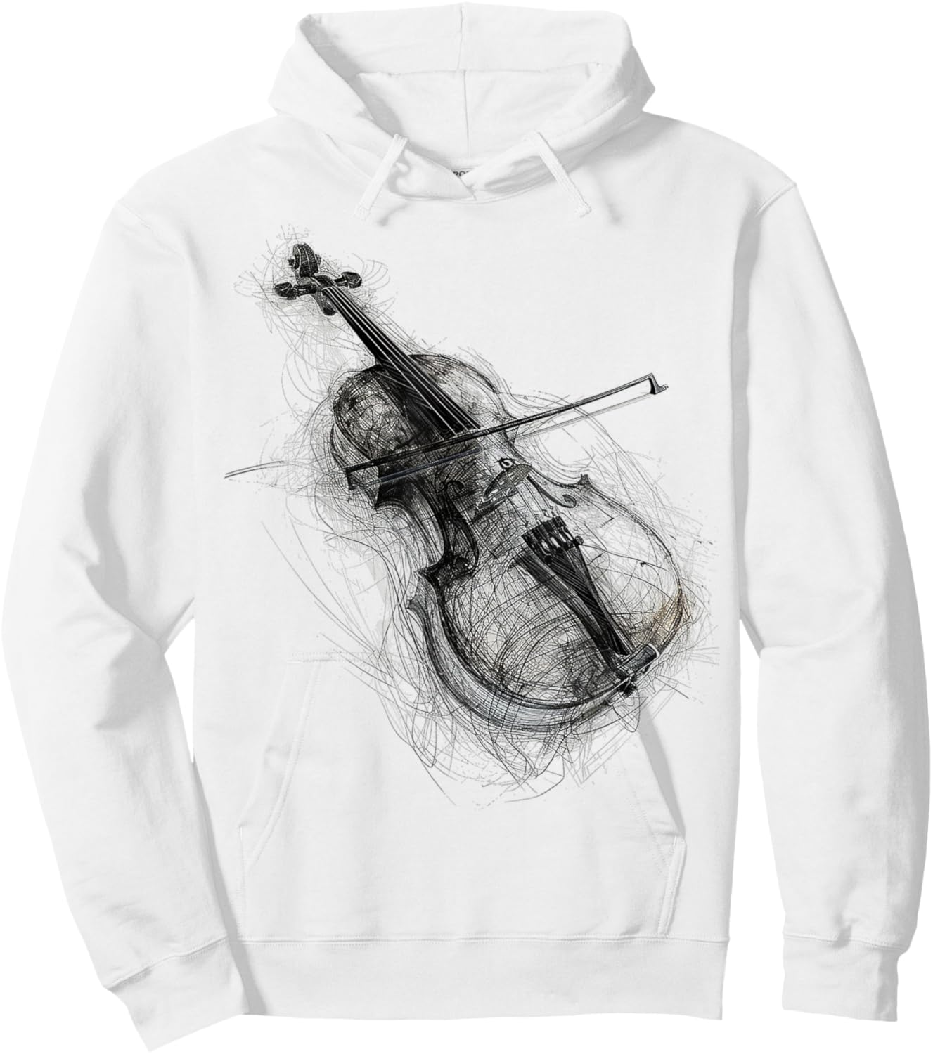 Violin Drawing Art Illustration Abstract Graphic Violin Hoodie - Hoodie | White