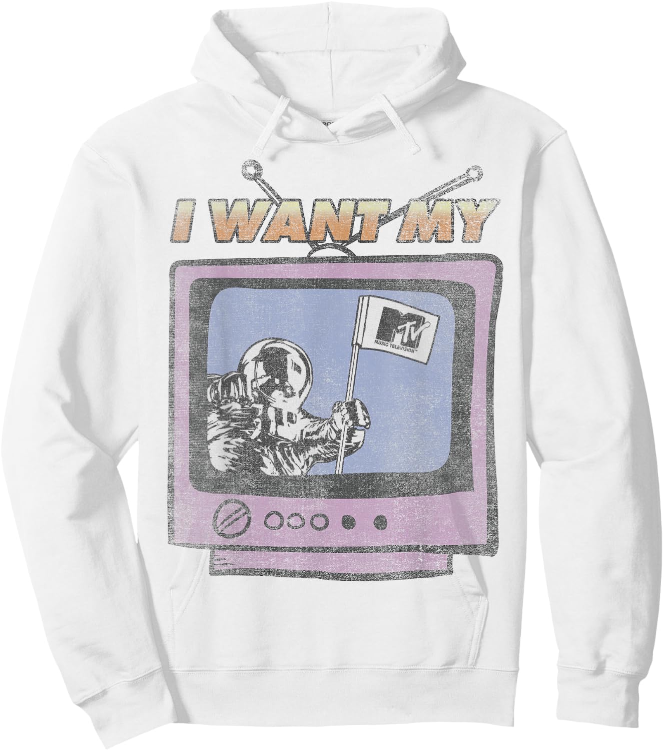 MTV I Want My MTV Moon Man TV Logo Hoodie - Hoodie | White