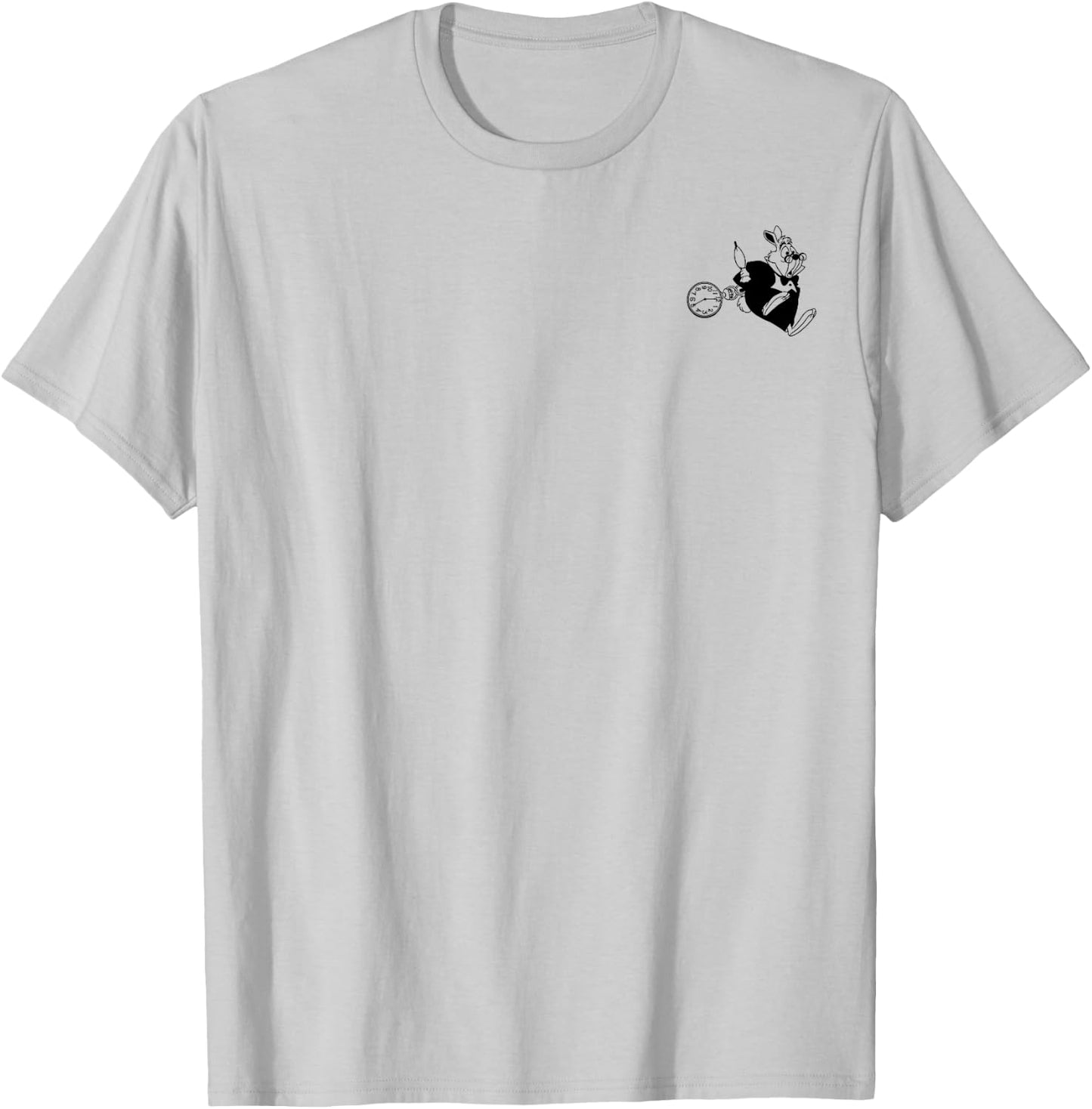 Disney Alice In Wonderland The White Rabbit Left Chest T-Shirt - T-Shirt | Ash