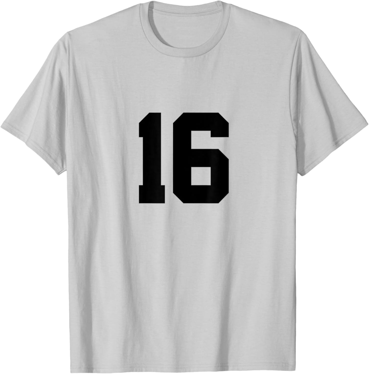 Number 16 (on Front / Back) Sports Team Jersey Number T-Shirt - T-Shirt | Ash