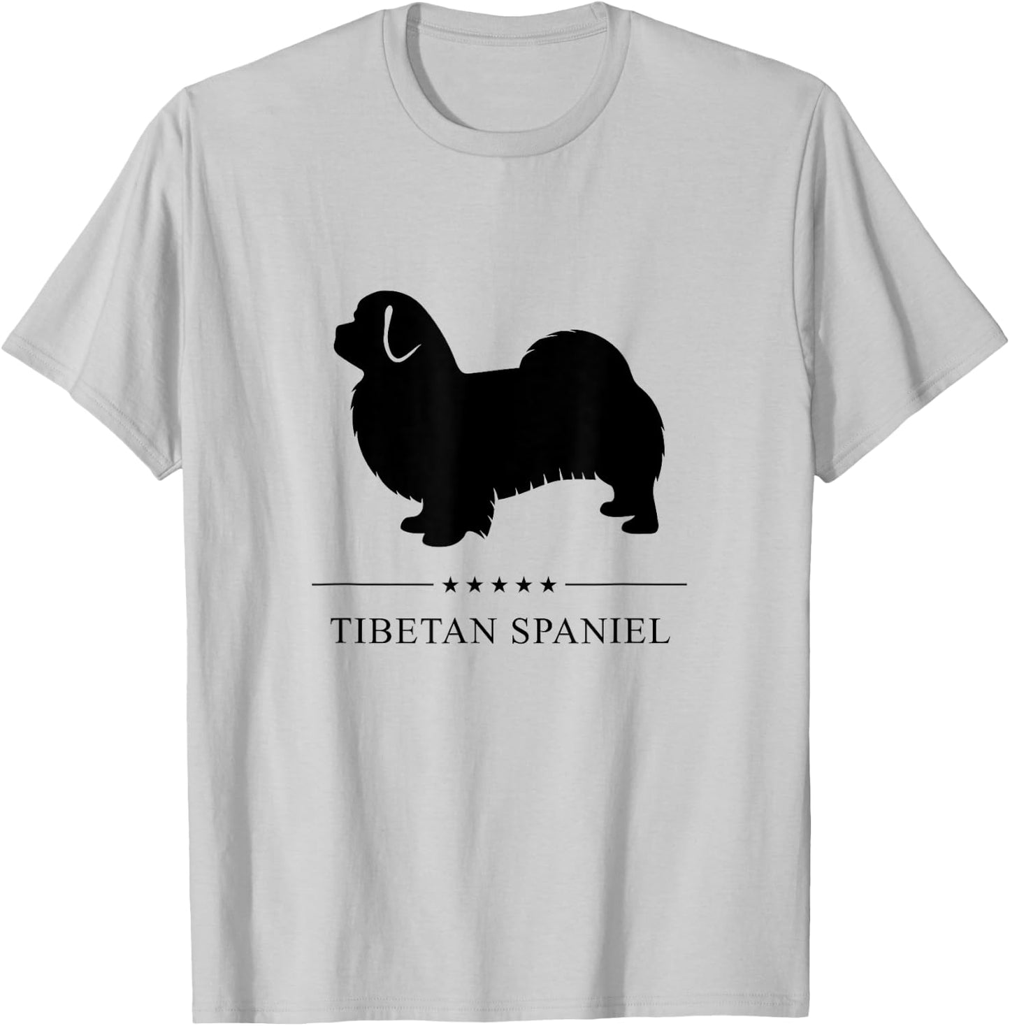 Tibetan Spaniel Black Silhouette T-Shirt - T-Shirt | Ash