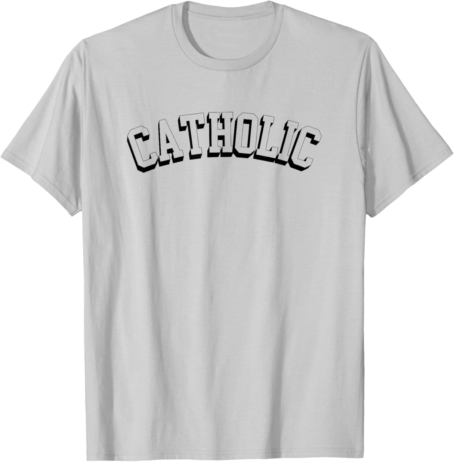 Catholic Christian Collegiate Font Graphic Christian T-Shirt - T-Shirt | Ash