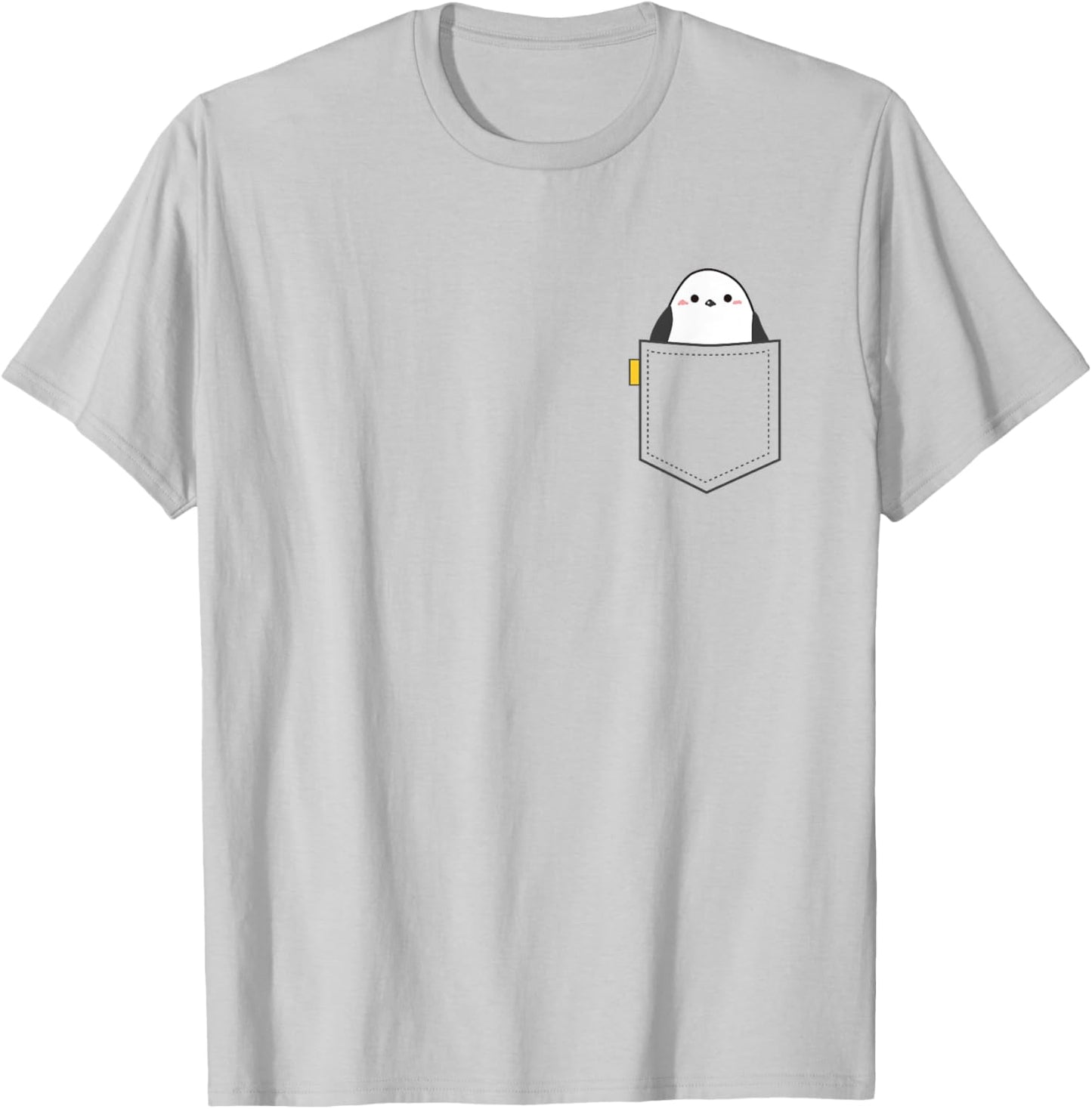 Shimaenaga Bird Wild Bird Hokkaido Snow Fairy Illustration One Point Pocket Design Cute T-Shirt - T-Shirt | Ash