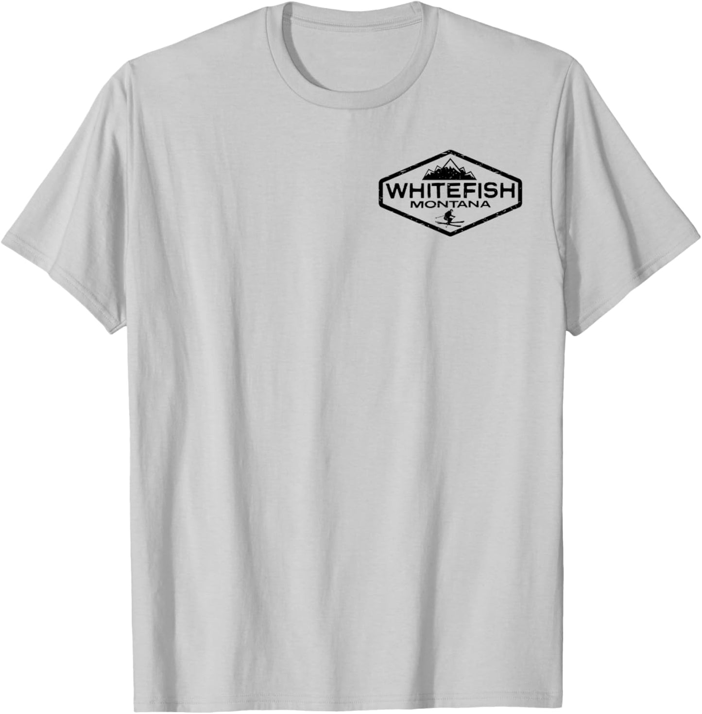 Whitefish Montana Vintage Distressed Front and Back T-Shirt - T-Shirt | Ash