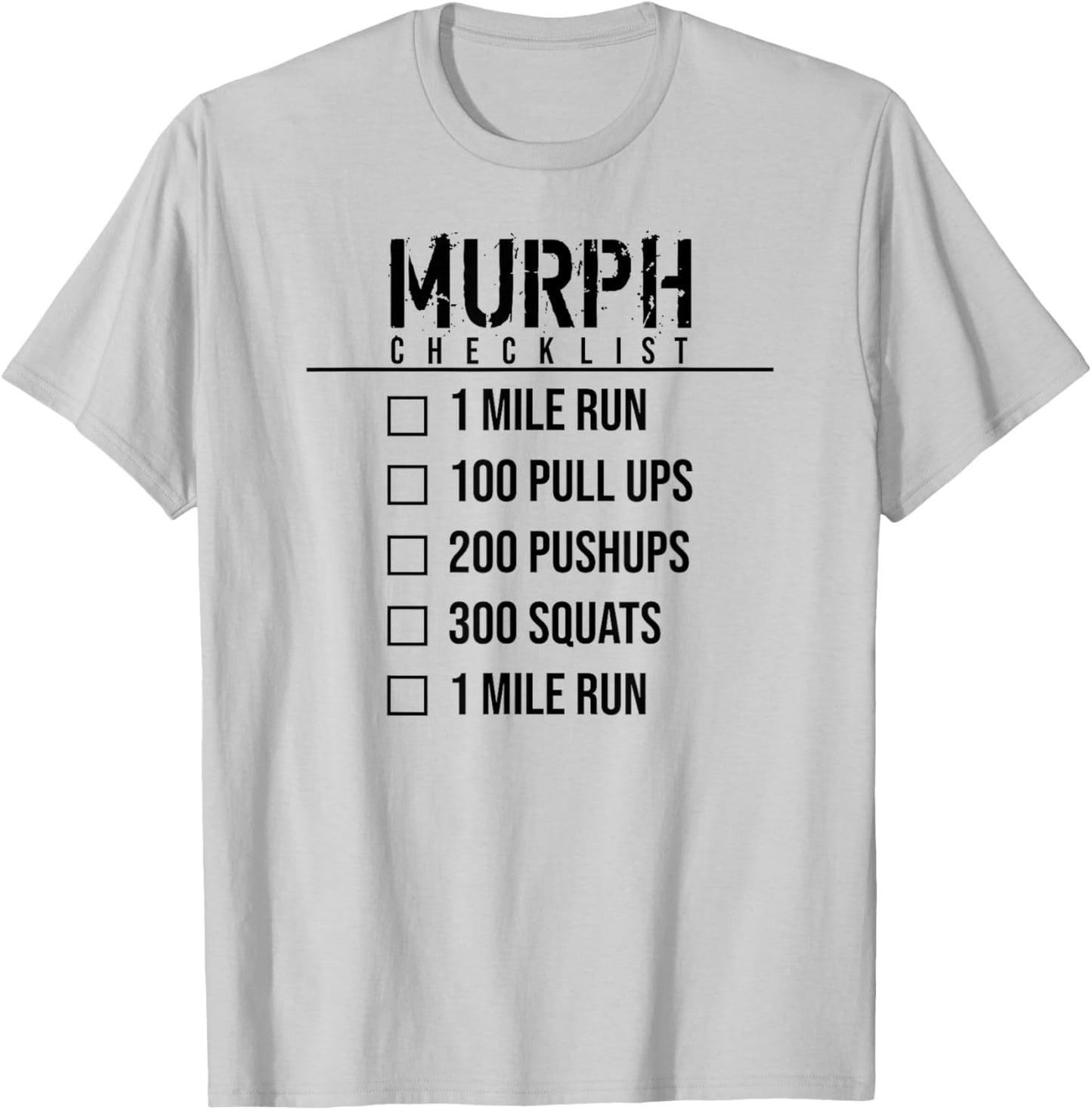 Murph Memorial Day Workout WOD Funny Military Cute Checklist T-Shirt - T-Shirt | Ash