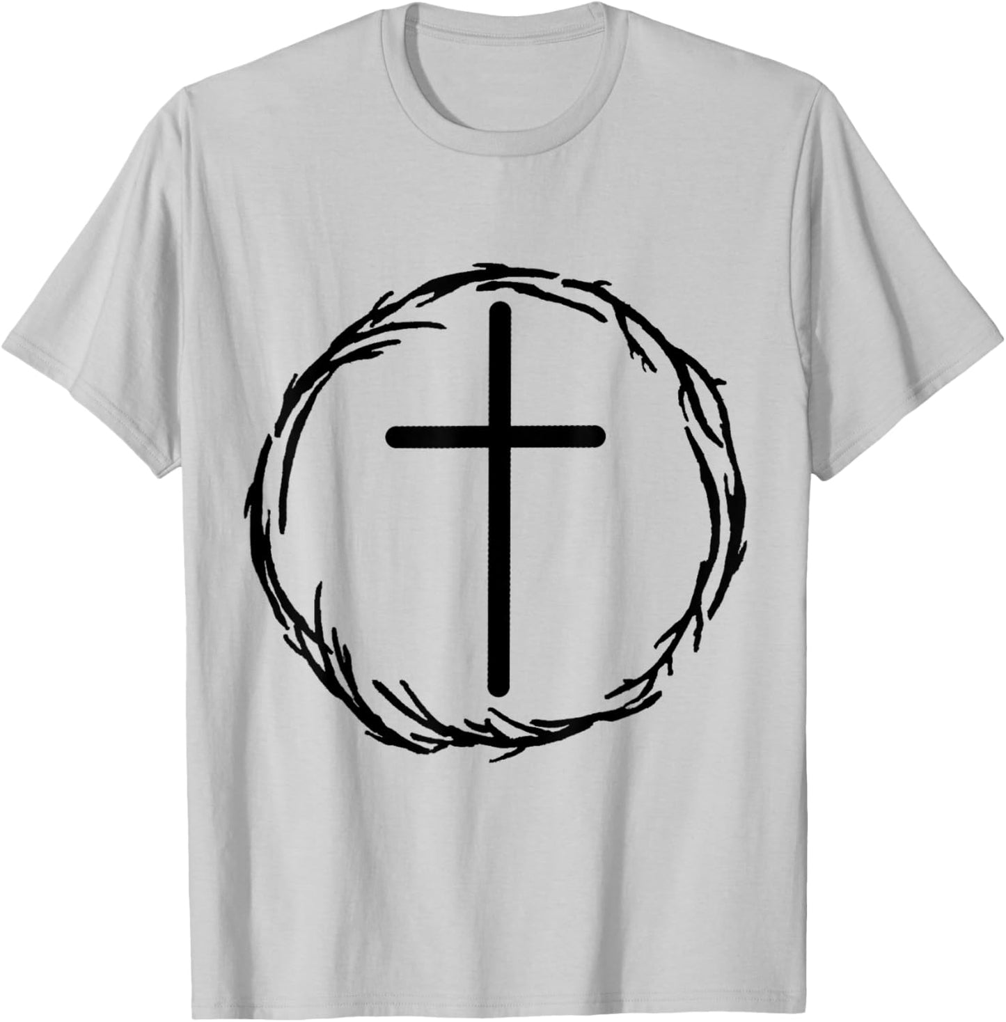 Cross and Crown of Thorns Christian Faith Bible Jesus Christ T-Shirt - T-Shirt | Ash