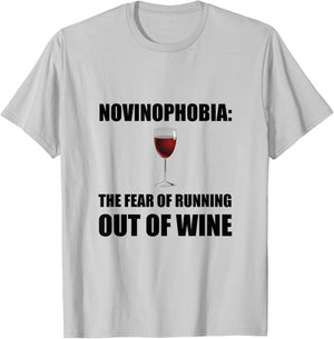 Novinophobia Wine Funny T-Shirt - T-Shirt | Ash