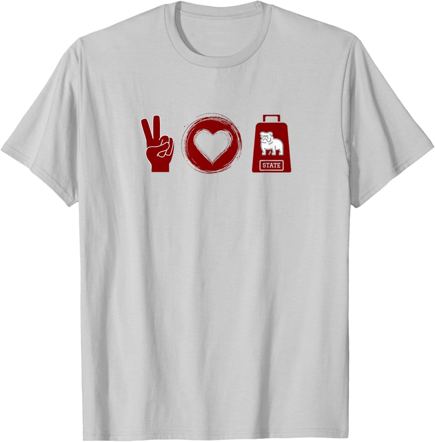 Peace, Love, Cowbell Mississippi Game Day T-Shirt - T-Shirt | Ash