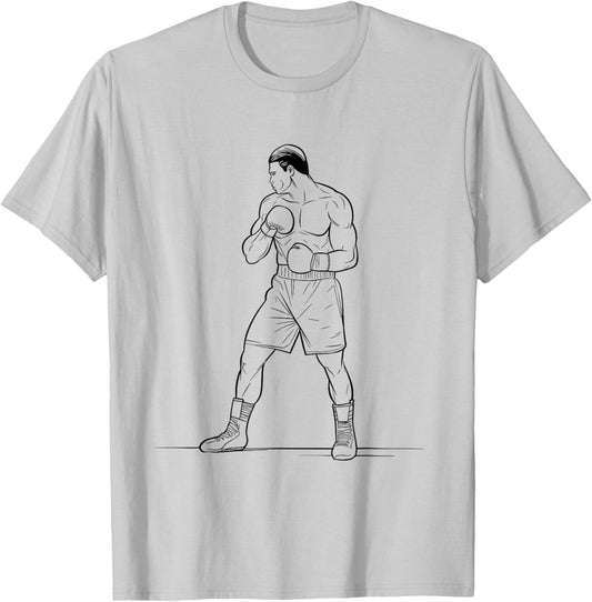 Boxer Drawing Pugilism Knockout T-Shirt - T-Shirt | Ash