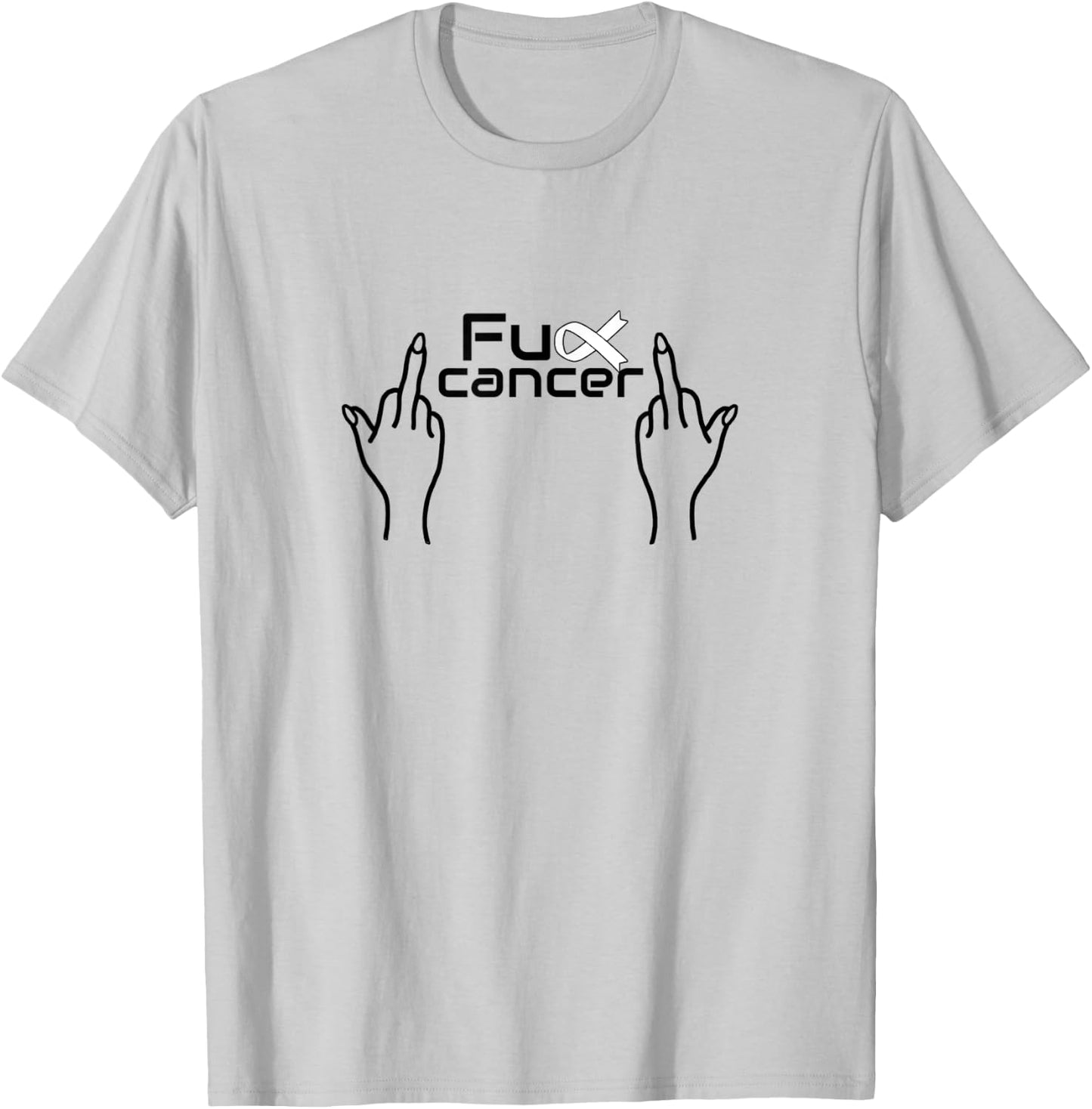 Fuck cancer / cancer white ribbon / lung cancer T-Shirt - T-Shirt | Ash