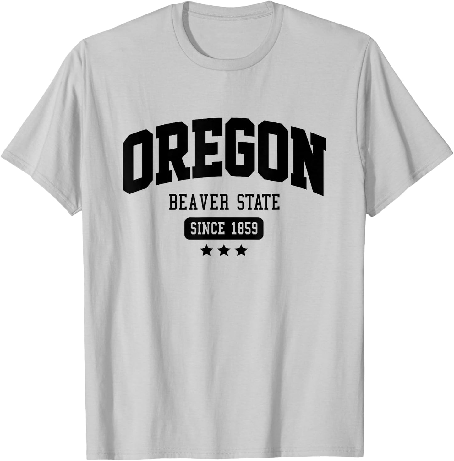 Vintage Oregon Beaver State Athletic Black Text T-Shirt - T-Shirt | Ash