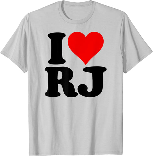 I Love Heart Rj R.j. R J Initials Monogram Name T-Shirt - T-Shirt | Ash