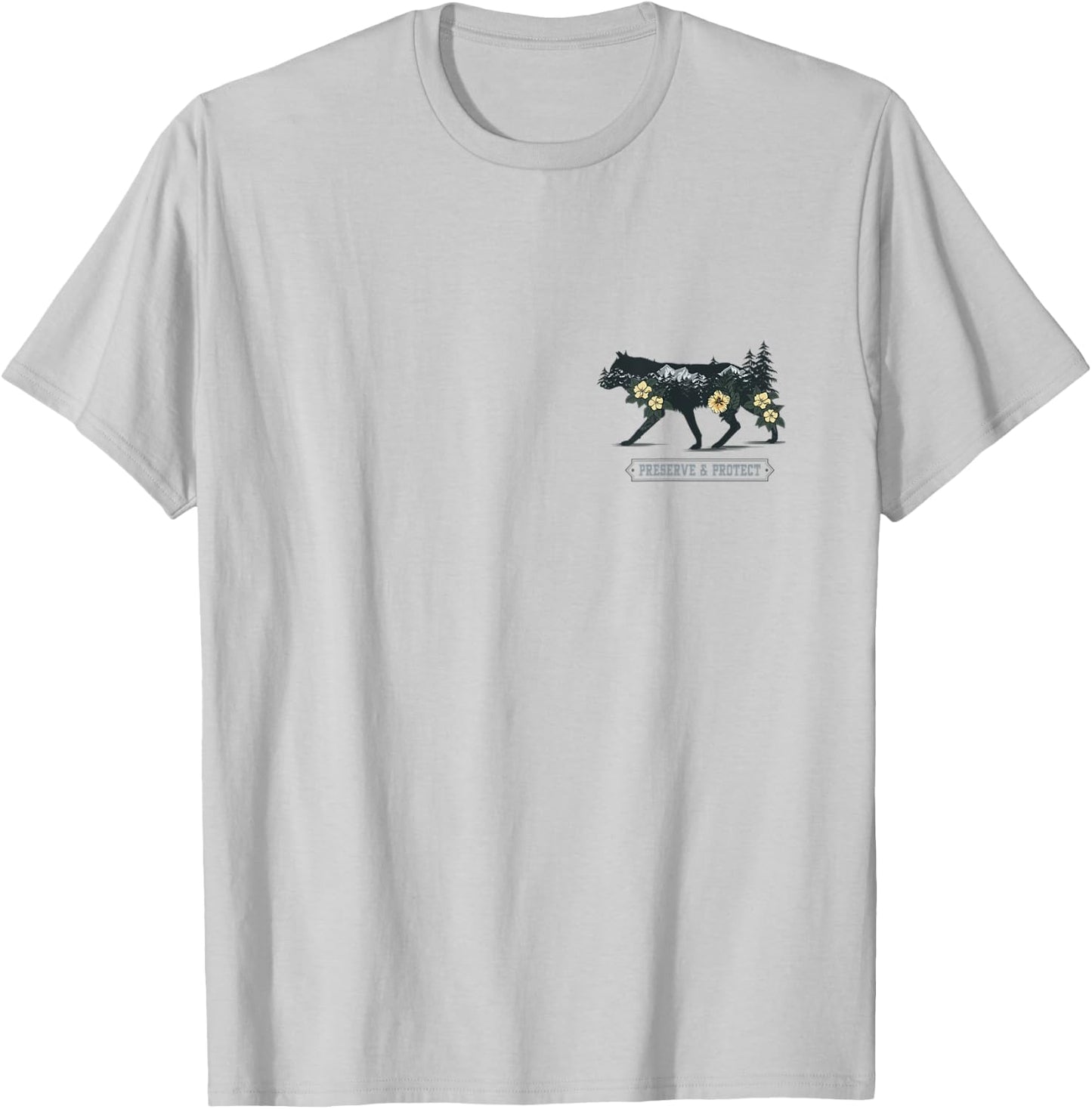 Classic National Park Adventure - Wolf - Preserve & Protect T-Shirt - T-Shirt | Ash