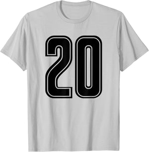 Jersey #20 Black Sports Team Jersey Number 20 T-Shirt - T-Shirt | Ash
